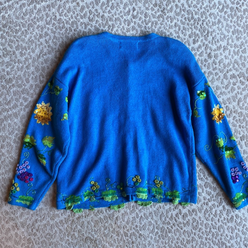 Vintage Jane’s Closet Rare Embroidered Harvest Sequin Cardigan Sweater, size L - Picture 6 of 7